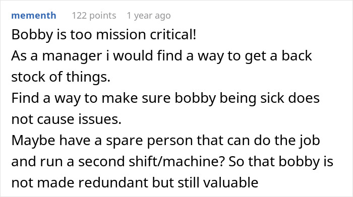 “Leave Bobby Alone”: Power-Hungry Boss Won’t Listen, Messes Around With Key Worker, Gets Fired “Leave Bobby Alone”: Power-Hungry Boss Won’t Listen, Messes Around With Key Worker, Gets Fired