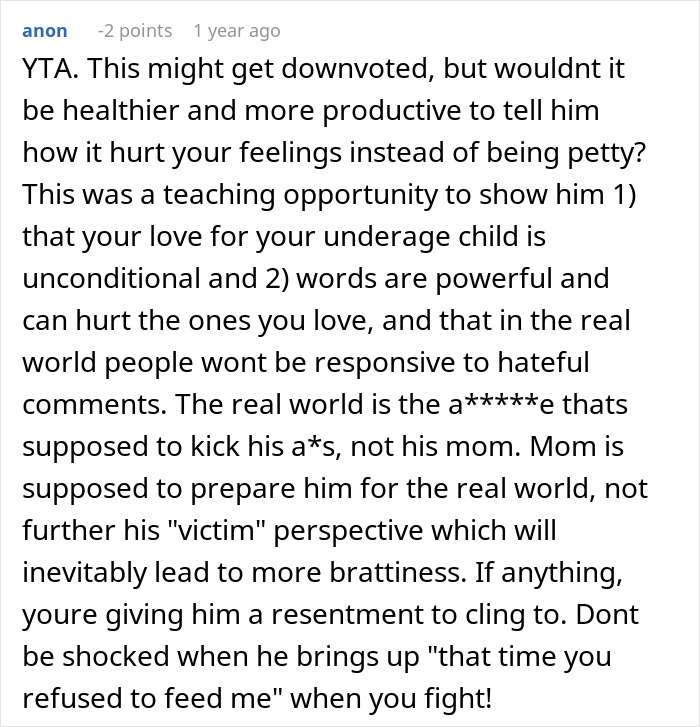 Comment discussing teen becoming an exemplary son after mom&rsquo;s unique punishment leads to family tensions.