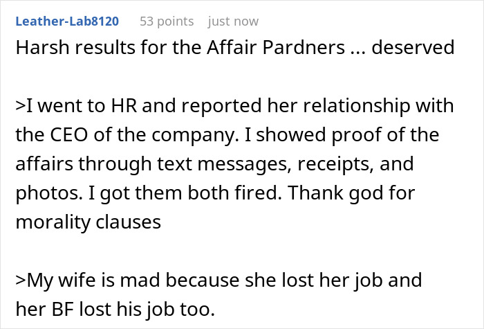 Man Learns About Wife’s Affair With Her CEO, Gets Her Fired And Leaves Her With Nothing - 14