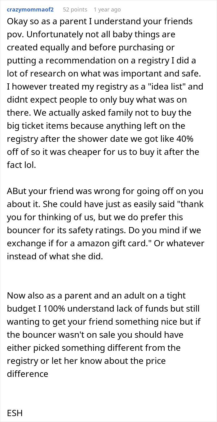 Person Gets A Different Gift For A Pregnant Friend Than On Registry, Ends Up Having To Cancel It - 15