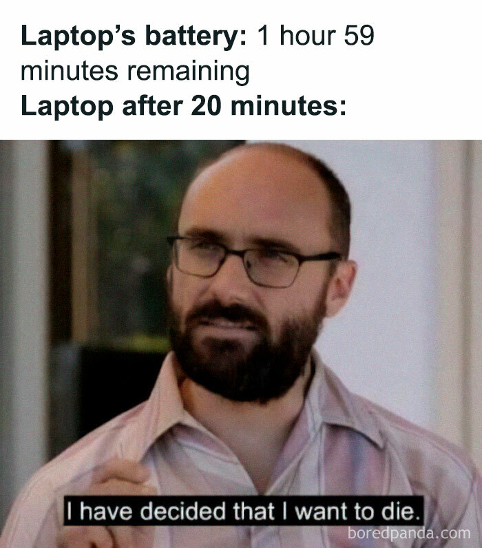 Should Have Plugged It In When I Had The Chance 😭
.
.
.
.
.
.
#work #workmemes #laptops #wfh #wfhmemes