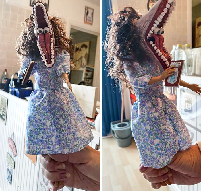 A Bit Terrifying, But I Had To Share This Insane Figure Of Barbara From "Beetlejuice" Crafted By My Talented Mother With Clay And A Warped Imagination