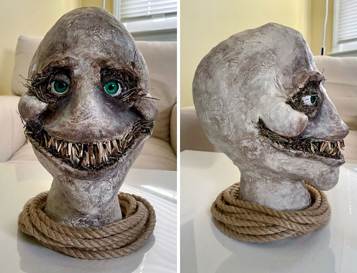 I Sculpted This Scarecrow Head. Not Sure If I Should Add Some Hay For Hair?