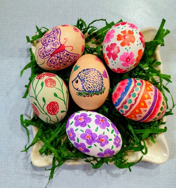 Blown Out Eggs Colored With Sharpie Markers
