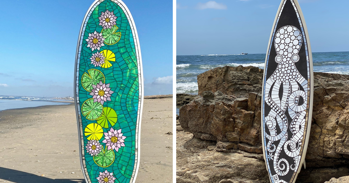 I Am A Mosaic Artist And I Create Contemporary Mosaic Surfboards