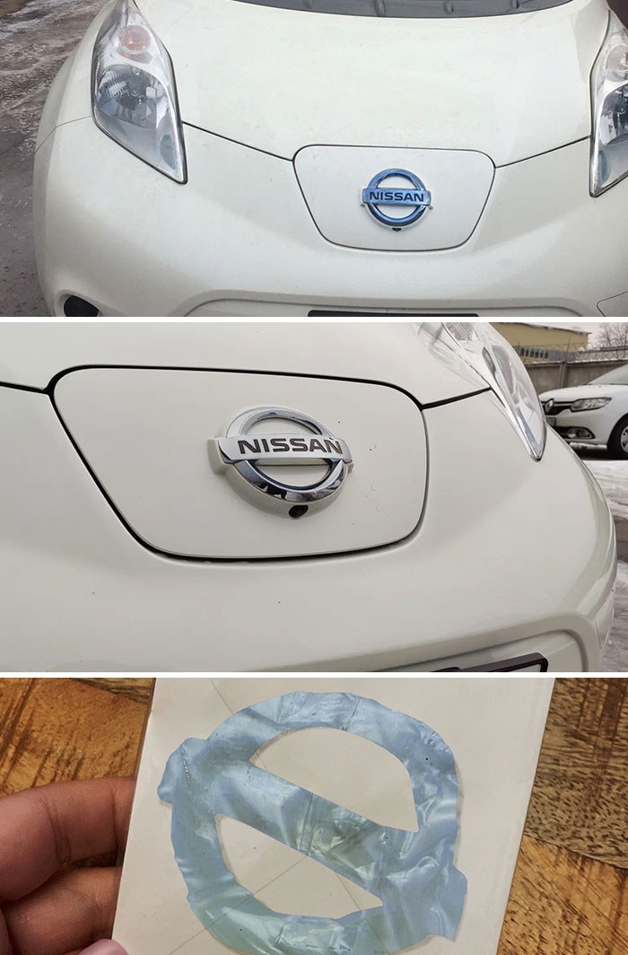 For The Last Six Years, I Thought My Car's Hood Emblem Was Blue. It Turns Out, It Was Just A Protective Film