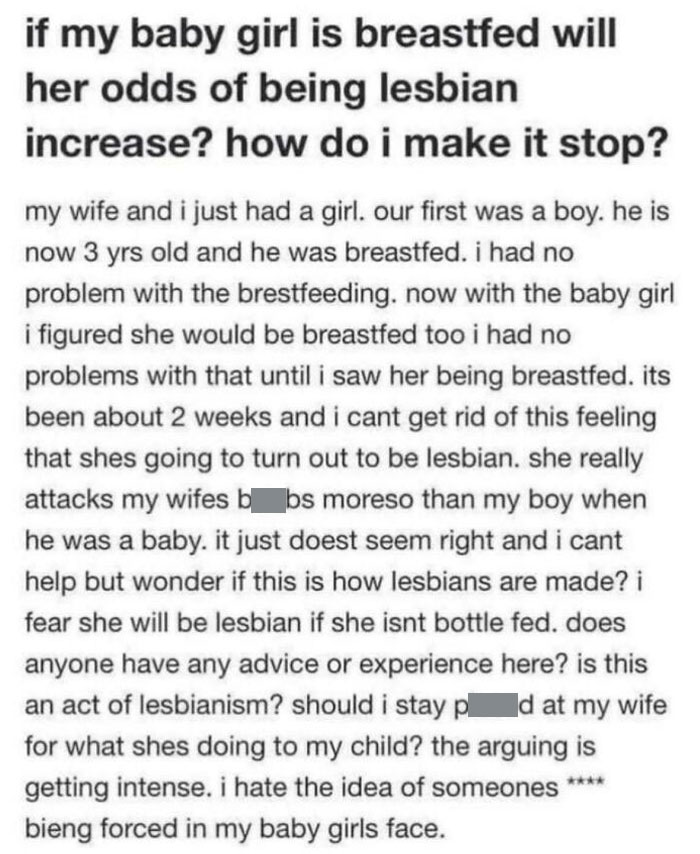 And Gay Men Were Breastfed By Their Fathers?