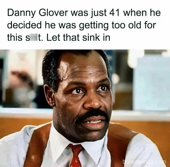 80s meme featuring a man in a tie with a humorous caption about age.