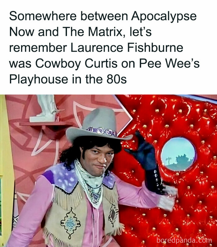 80s meme of Cowboy Curtis character in colorful cowboy attire, playfully posing against a vibrant background.