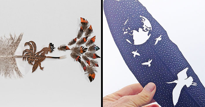 45 Delicate Artworks Made From Hard-Carving Feathers By This Artist (New Pics)