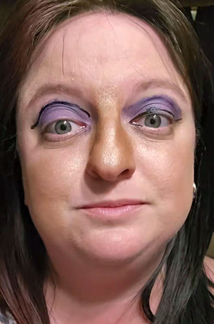 My Husband Did My Makeup And Took The Term "Eyeliner" Too Literally