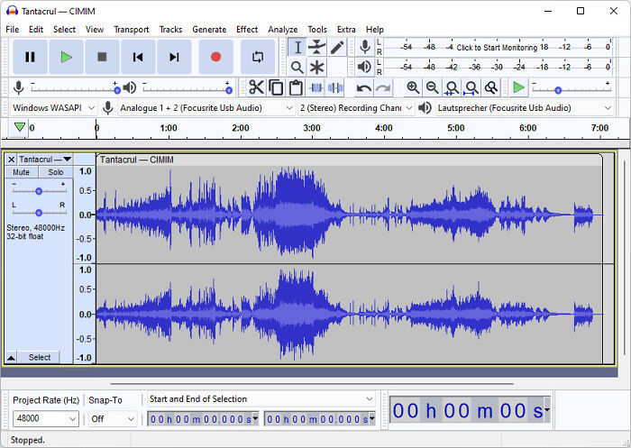 Audio editing software with sound waves displayed, showcasing free software capabilities.