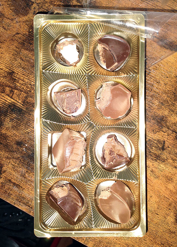 My Boyfriend Took A Bite Of All The Chocolates To Find The Caramel One. There Wasn't Any