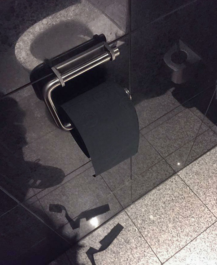 This Public Restroom At A Hotel Has Black Toilet Paper