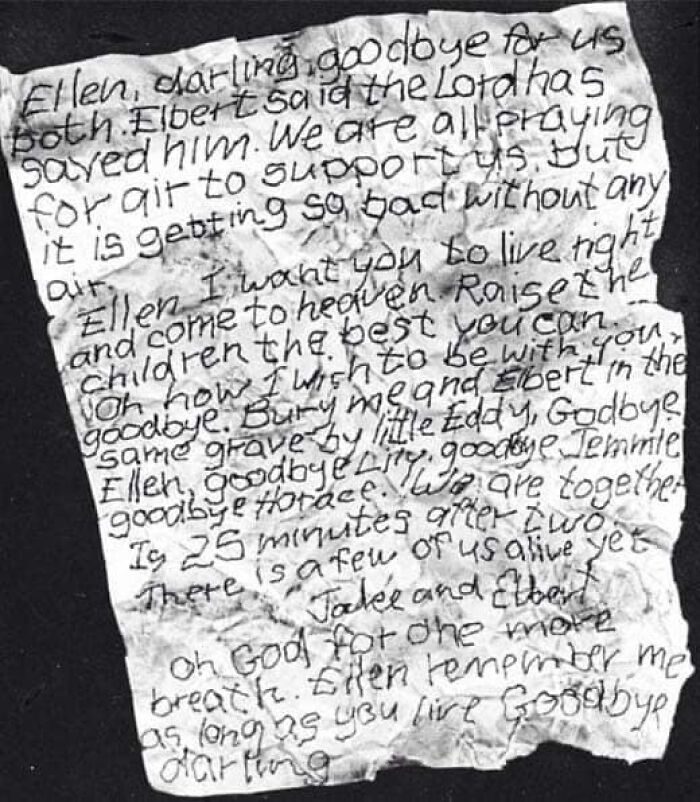 A Letter From A Trapped Coal Miner Saying Goodbye To His Wife, 1902