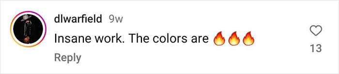 Comment praising Mario tattoo colors with fire emojis.
