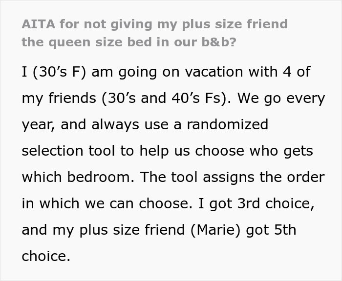 Obese Woman Turns To Friend Asking To Switch B&B Rooms, Ends Up Sobbing Instead