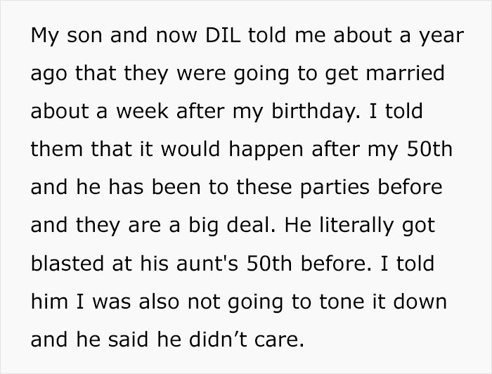 Mom Warns Son Her Birthday Party Is Going To Upstage His Wedding But He Doesn't Care, Regrets It
