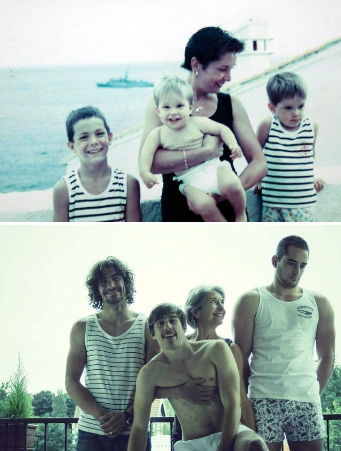 For Our Father's Birthday, We Tried To Take The Same Picture 20 Years Later. We Grew Up A Bit