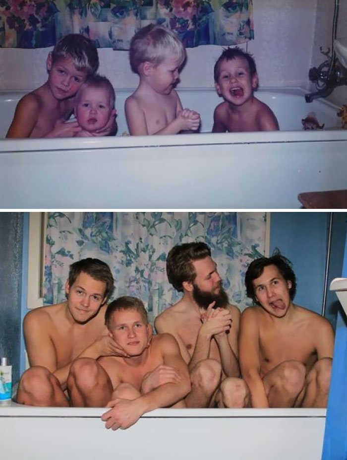 This Childhood Recreation Picture Of Me, My Brother And Two Cousins