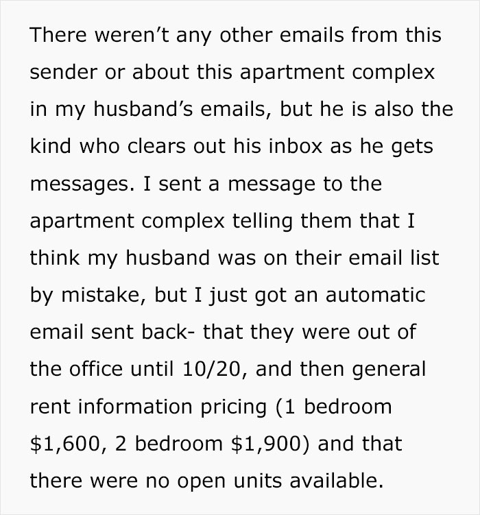 Woman Sees An Email On Her Husband’s iPad About An Apartment They Don’t Have, Drama Ensues - 5