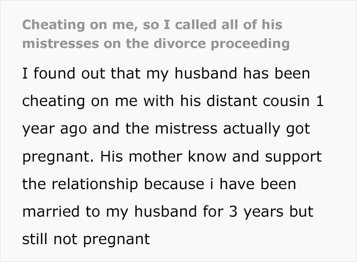 Woman Invites All 4 Of Husband's Mistresses To Their Divorce Trial, Drama Ensues Woman Invites All 4 Of Husband's Mistresses To Their Divorce Trial, Drama Ensues