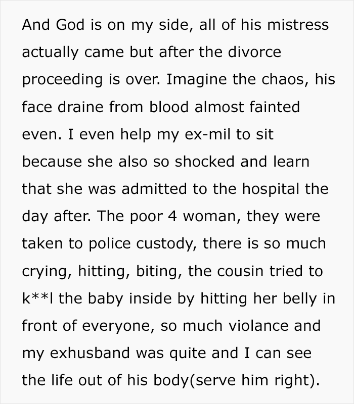 Woman Invites All 4 Of Husband's Mistresses To Their Divorce Trial, Drama Ensues Woman Invites All 4 Of Husband's Mistresses To Their Divorce Trial, Drama Ensues