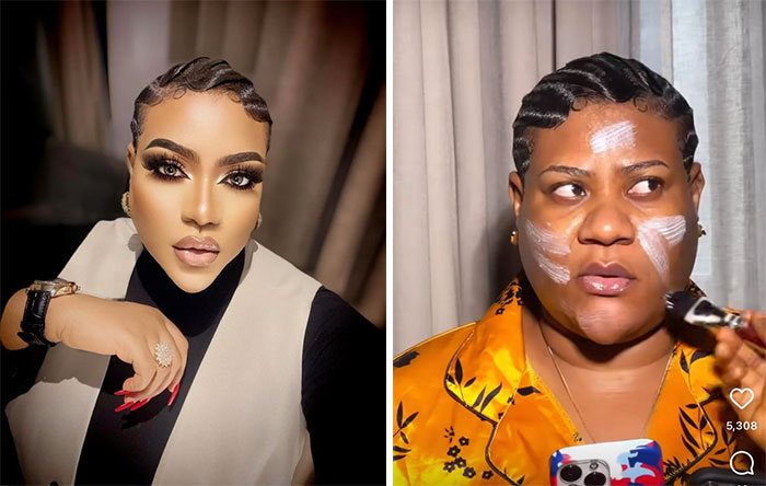 Lo que publicó ella y lo que publicó el maquillador