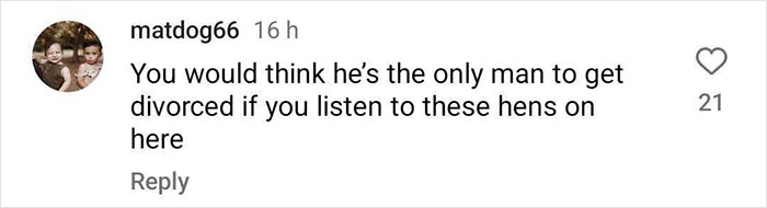 Comment criticizing Chris Pratt's Mother's Day post amid controversy, mentioning divorce.