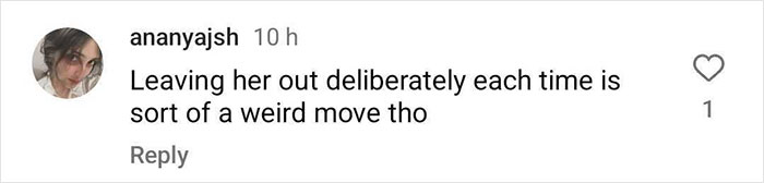 Instagram comment questioning Chris Pratt's Mother's Day post, suggesting deliberate exclusion.