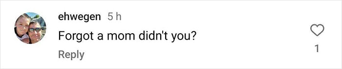 Comment questioning Chris Pratt's Mother's Day post choices.