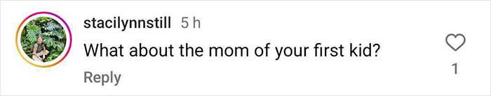 Comment questioning Chris Pratt about his ex-wife under a Mother&rsquo;s Day post.