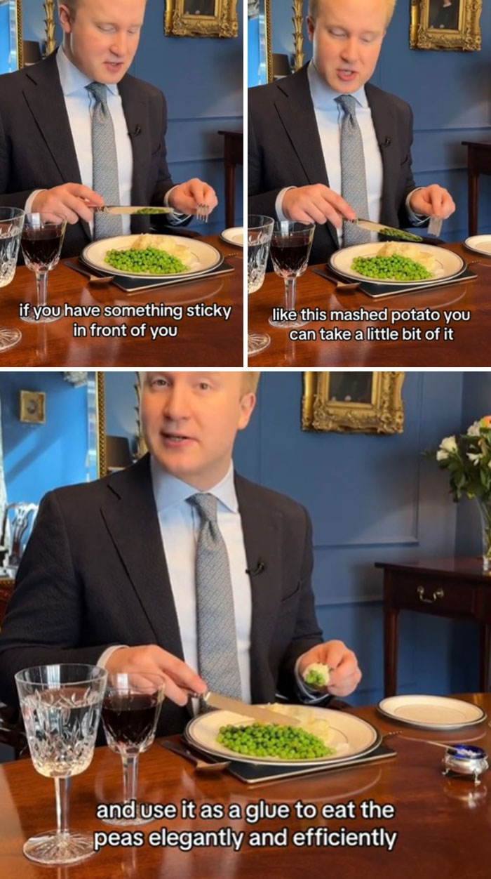 You Can Spear(S) Your Peas More Elegantly By Using Your Nearest Sticky Foodstuff As A Glue With Your Tines