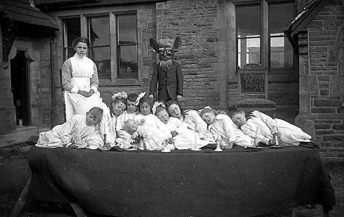 Bizarre Photo Taken By Photographer Richard Jenkins At Newton School Herefordshire, Depicting A Play, Early 1910s