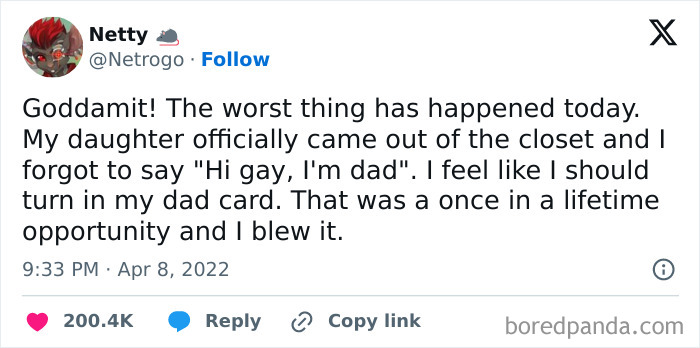 Lost A Chance To Show Support With A Great Dad Joke