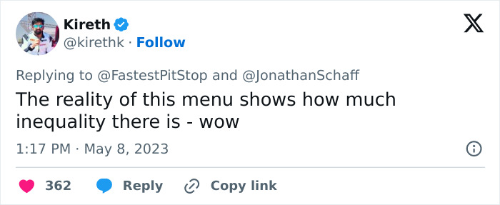 The Menus From Formula 1 Have Gone Viral For All The Wrong Reasons, Here&rsquo;s How People Reacted