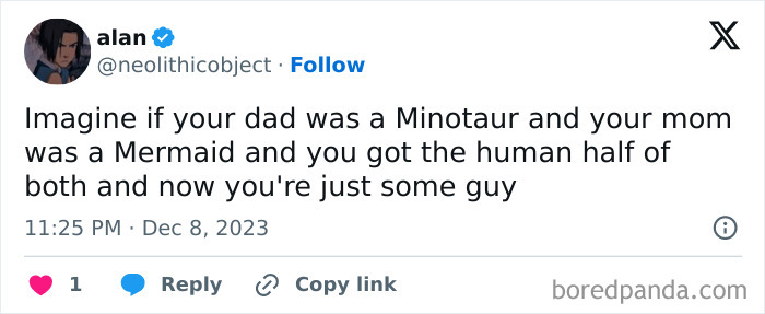 Text meme about family humor with a joke imagining parents as mythical creatures, highlighting relatable family humor.