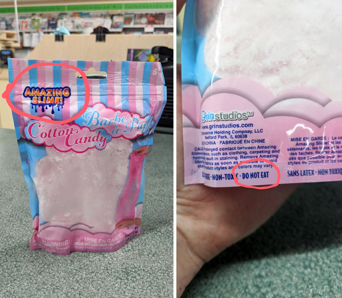 We Are Selling This Cotton Candy At Work. It Says "Do Not Eat" In Very Small Print On The Back. Why Would Anyone Make This? It Looks Like One Of The Most Delicious Candies in The World
