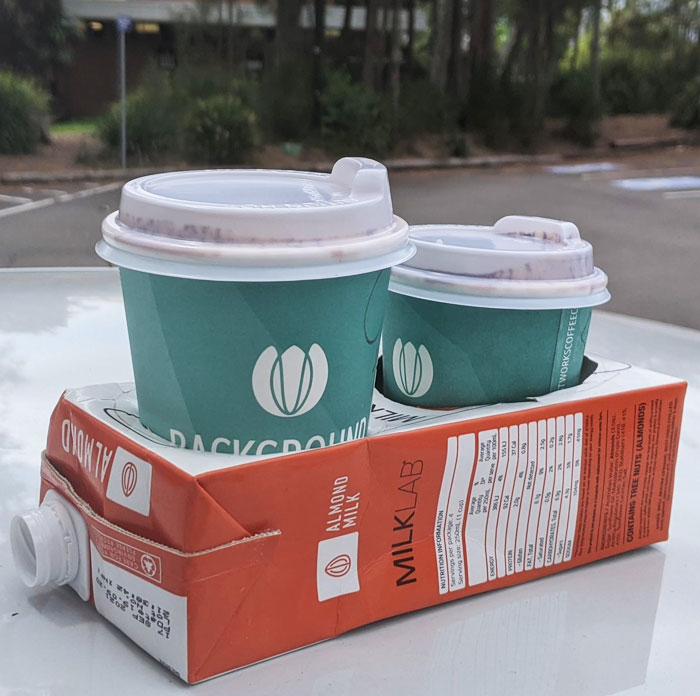 My Local Coffee Shop Reuses Milk Containers As Carrying Trays