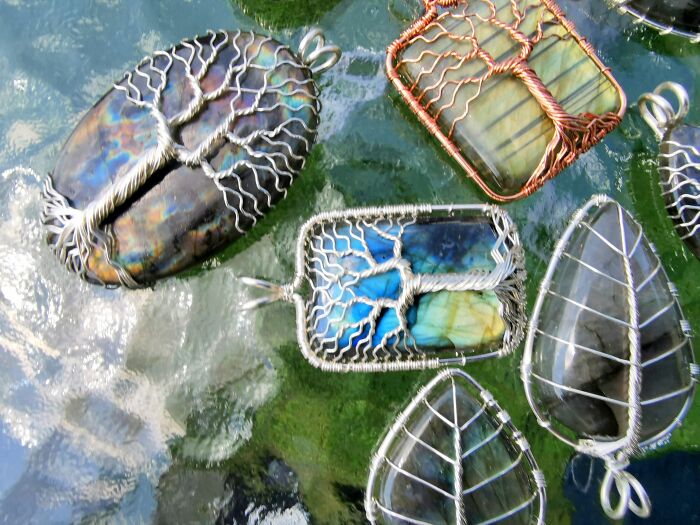 I Made Some Elven Pendants With Wire And Labradorite Gemstones