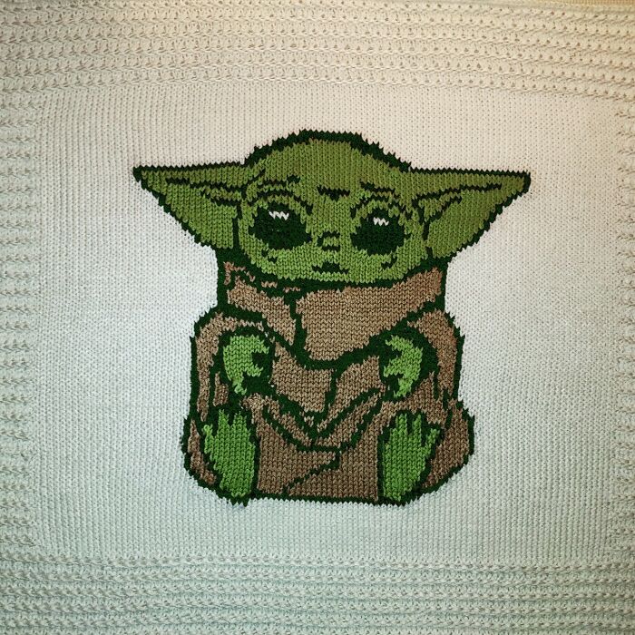 Grogu Baby Blanket I Knitted For My Niece
