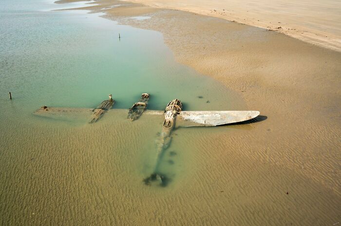 Abandoned P-38 On A Beach In Wales