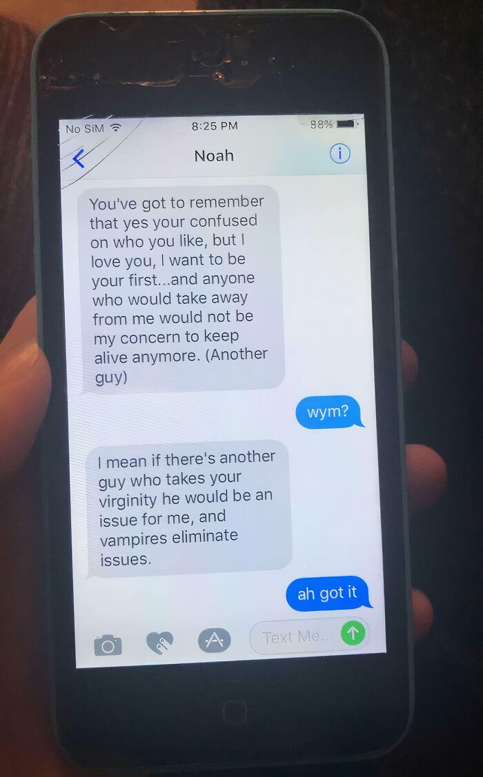 One Of Many Of The Old Text Messages From My “Vampire” Stalker