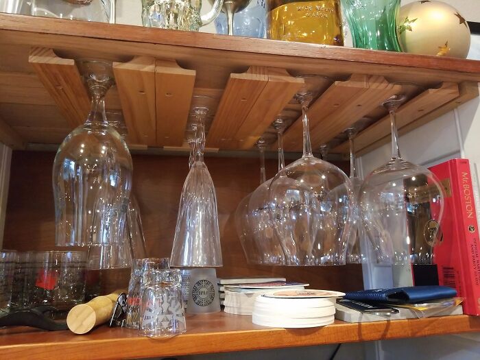 An Under Cabinet Mount Rack Will Give Your Glassware The Cocktail Bar Experience