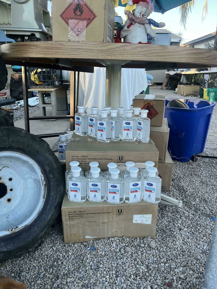 This Yard Sale Selling Hoarded Cases Of Hand Sanitizer