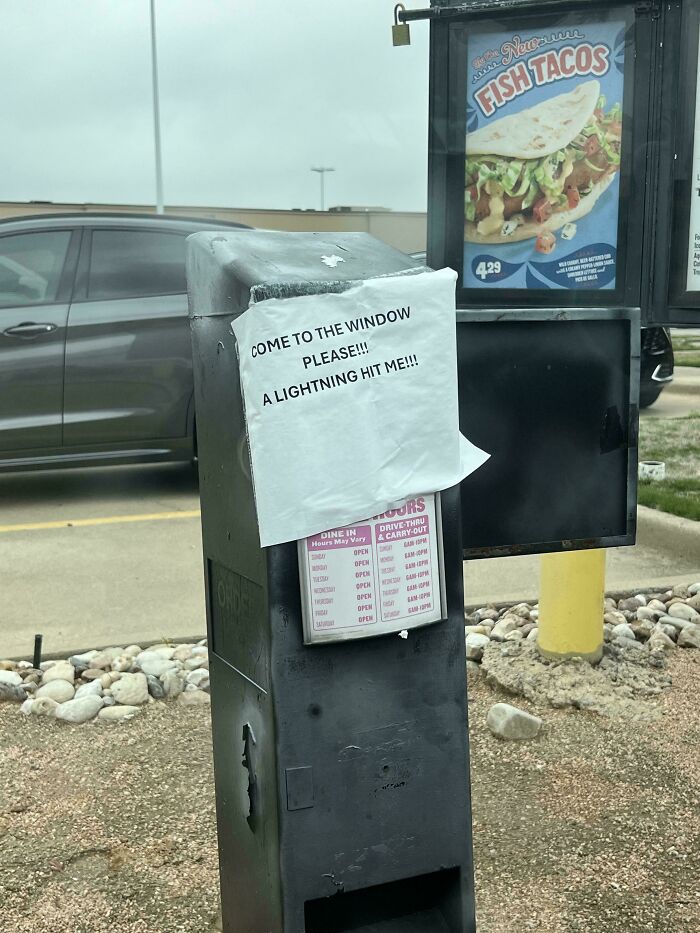 This Charred Intercom System At Taco Cabana
