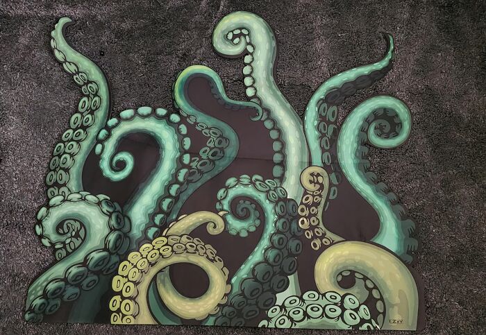 Octopus tentacle novelty find with intricate suction cup details, a low-key genius design blending art and humor.