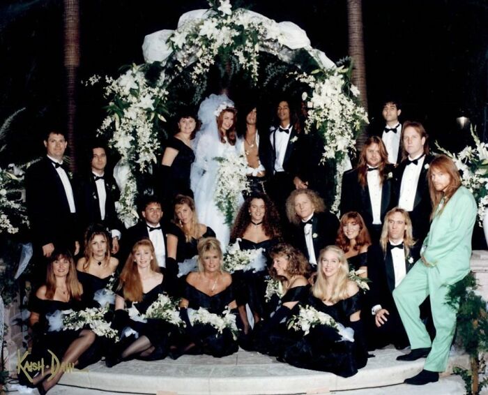 (Celebrity Wedding) Axl Rose Showing Up In Green At Slash's Black And White Wedding