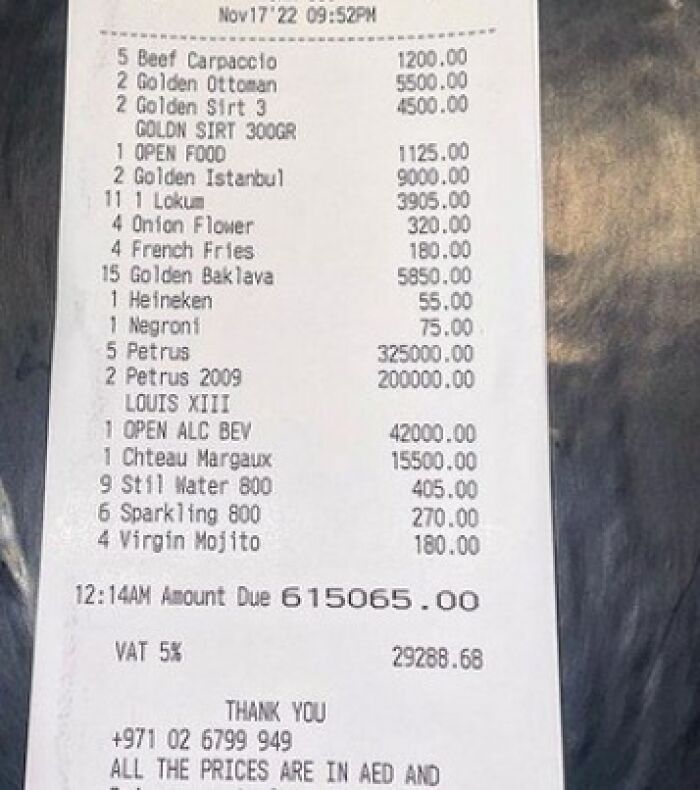 Salt Bae Posts Over Half-Million Dollar Bill From Abu Dhabi Restaurant On Social Media With Caption "Quality Never Expensive"