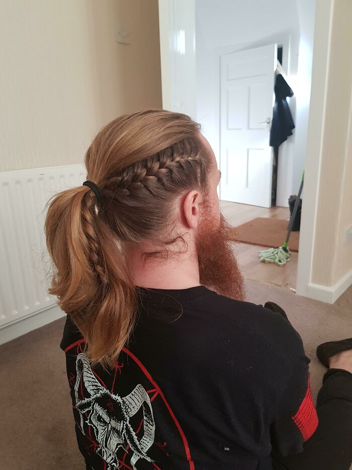 Back With Another Side Braid Variation! Braid On Each Side Combined Into A Ponytail With The Rest Of My Mane